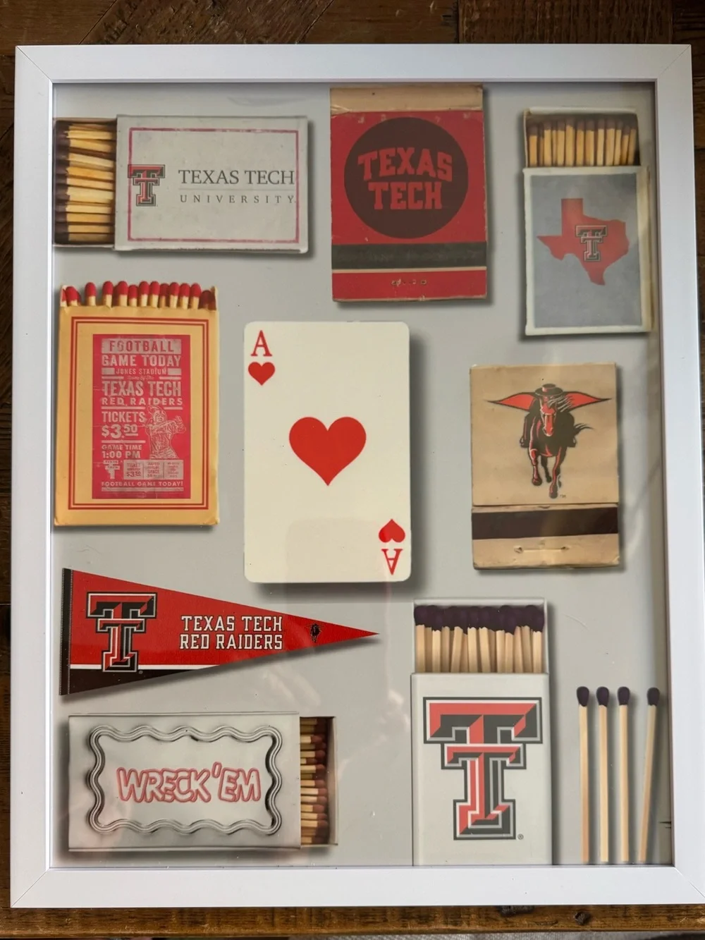 Texas Tech Red Raiders Framed Matchbook Print/Game Day Button– New/Unused – $25